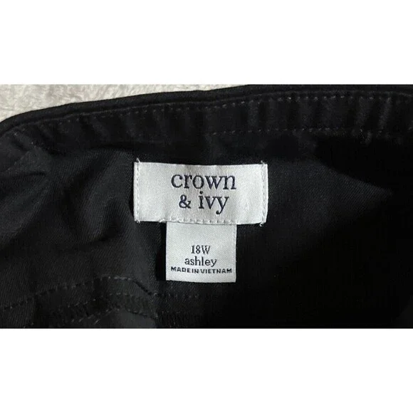 Crown & Ivy New Black Women’s Dress Pants "Ashley" 18W Pull On Stretch Waist - Picture 4 of 5